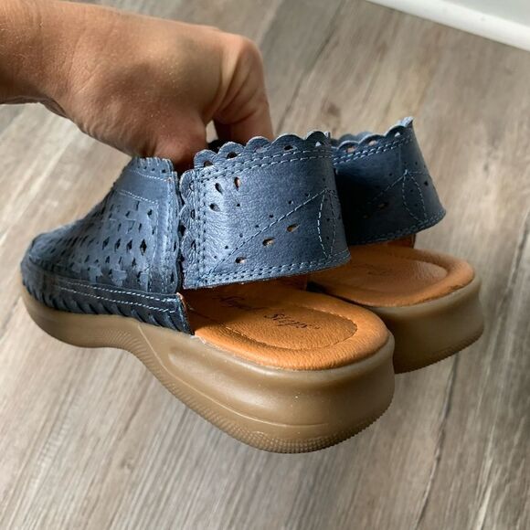 VTG Beacon Euro Flex Huaraches Sandals Leather Blue Mary Jane Size 6 6.5 - Picture 6 of 16